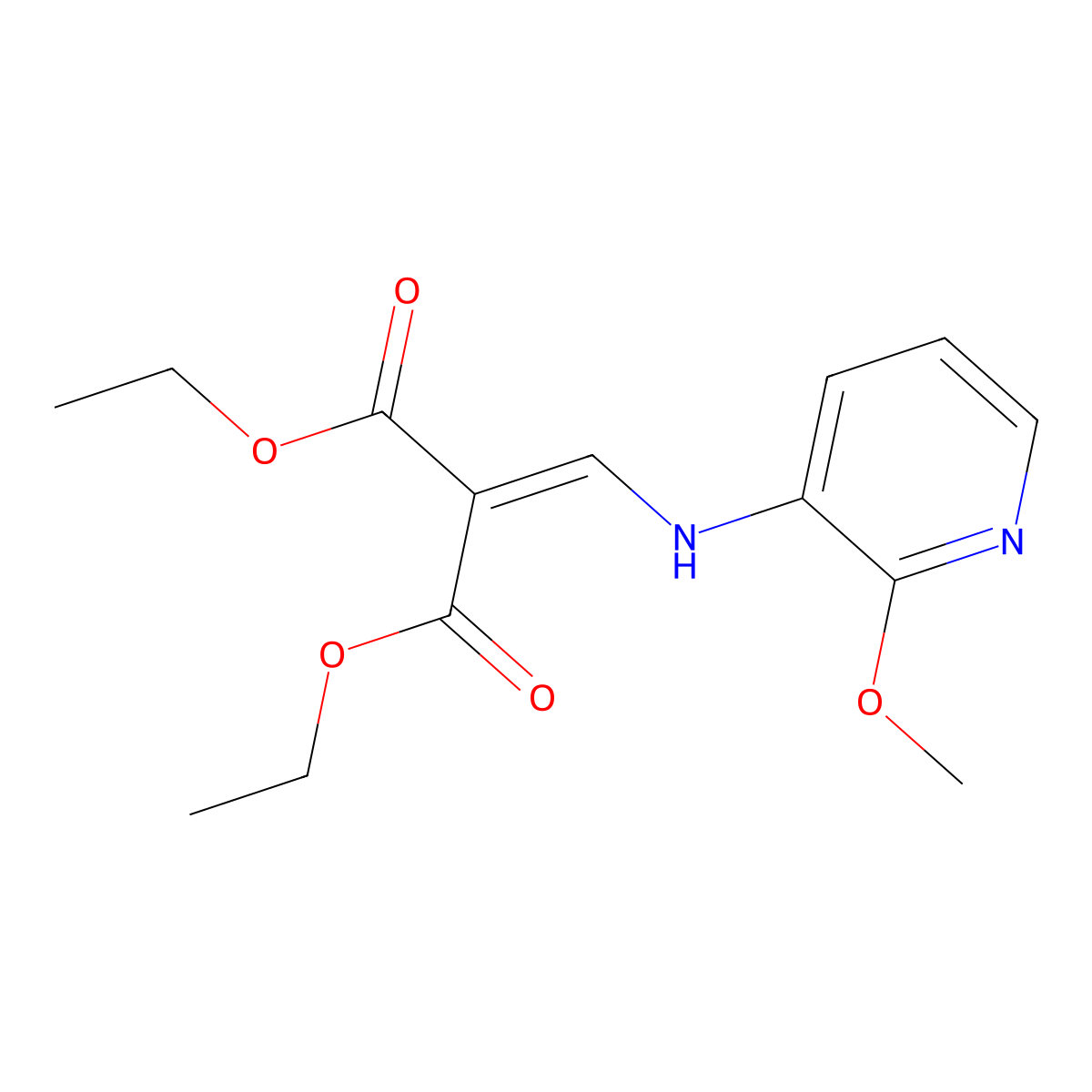 Diethyl 2-(((2-methoxypyridin-3-yl)amino)methylene)malonate molecular structure, CAS 5671-75-0