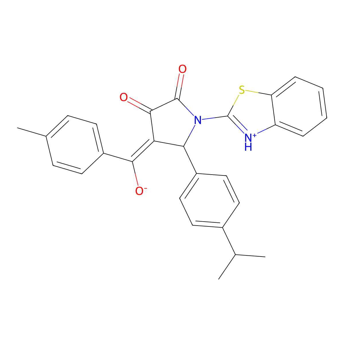 1-(1,3-Benzothiazol-2-yl)-4-[hydroxy-(4-methylphenyl)methylidene]-5-(4-propan-2-ylphenyl)pyrrolidine-2,3-dione molecular structure, CAS 5672-17-3