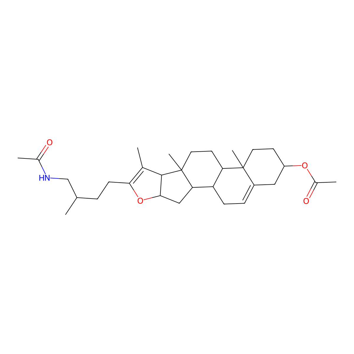 [6-(4-Acetamido-3-methylbutyl)-7,9,13-trimethyl-5-oxapentacyclo[10.8.0.02,9.04,8.013,18]icosa-6,18-dien-16-yl] acetate molecular structure, CAS 5672-30-0