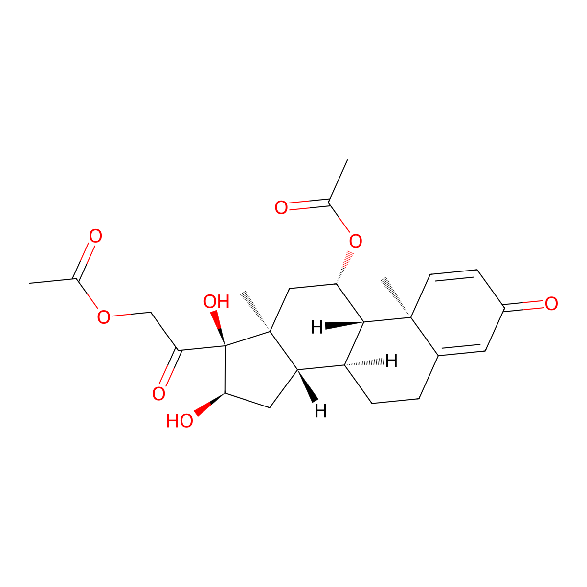 [2-[(8S,9S,10R,11S,13S,14S,16R,17S)-11-acetyloxy-16,17-dihydroxy-10,13-dimethyl-3-oxo-7,8,9,11,12,14,15,16-octahydro-6H-cyclopenta[a]phenanthren-17-yl]-2-oxoethyl] acetate molecular structure, CAS 56723-09-2