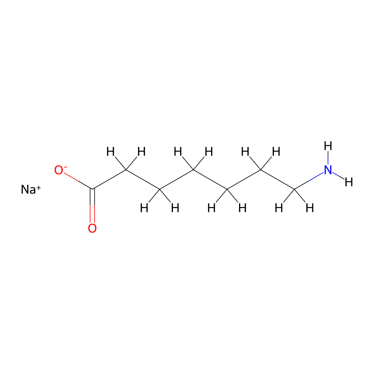 Sodium 7-aminoheptanoate molecular structure, CAS 5673-25-6