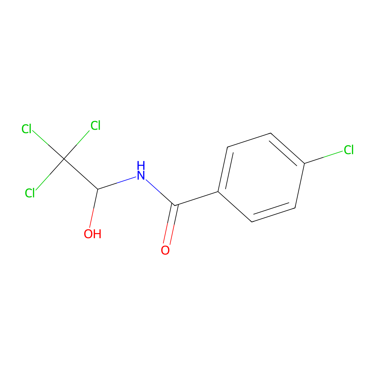 4-chloro-N-(2,2,2-trichloro-1-hydroxyethyl)benzamide molecular structure, CAS 56737-17-8