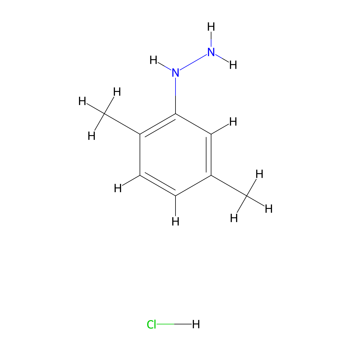 2,5-Dimethylphenylhydrazine hydrochloride molecular structure, CAS 56737-78-1