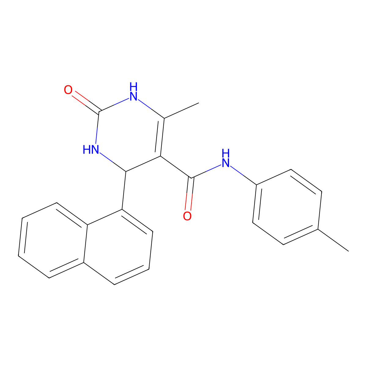 6-methyl-N-(4-methylphenyl)-4-naphthalen-1-yl-2-oxo-3,4-dihydro-1H-pyrimidine-5-carboxamide molecular structure, CAS 5674-21-5