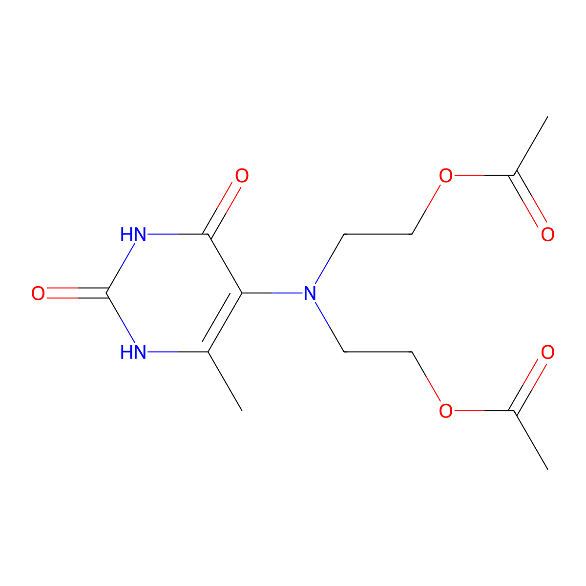 2-[2-acetyloxyethyl-(6-methyl-2,4-dioxo-1H-pyrimidin-5-yl)amino]ethyl acetate molecular structure, CAS 5674-48-6