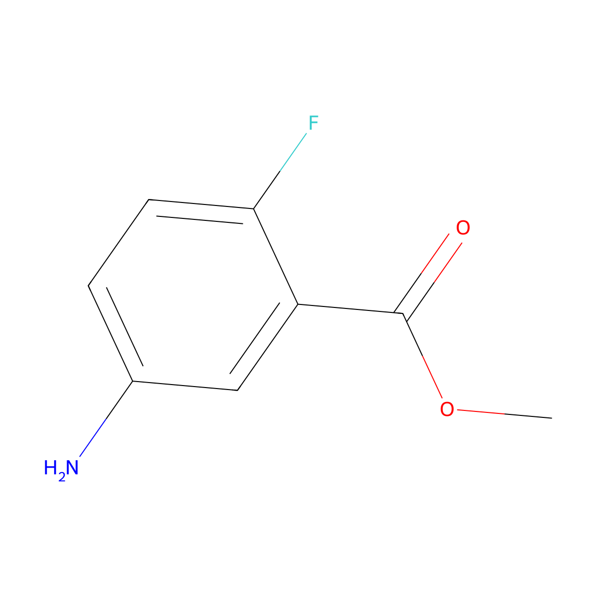 Methyl 5-amino-2-fluorobenzoate molecular structure, CAS 56741-34-5