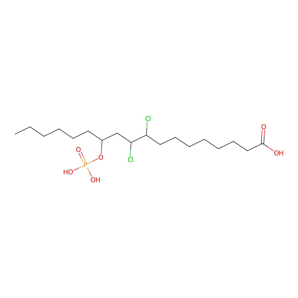 9,10-Dichloro-12-(phosphonooxy)octadecanoic acid molecular structure, CAS 56744-27-5
