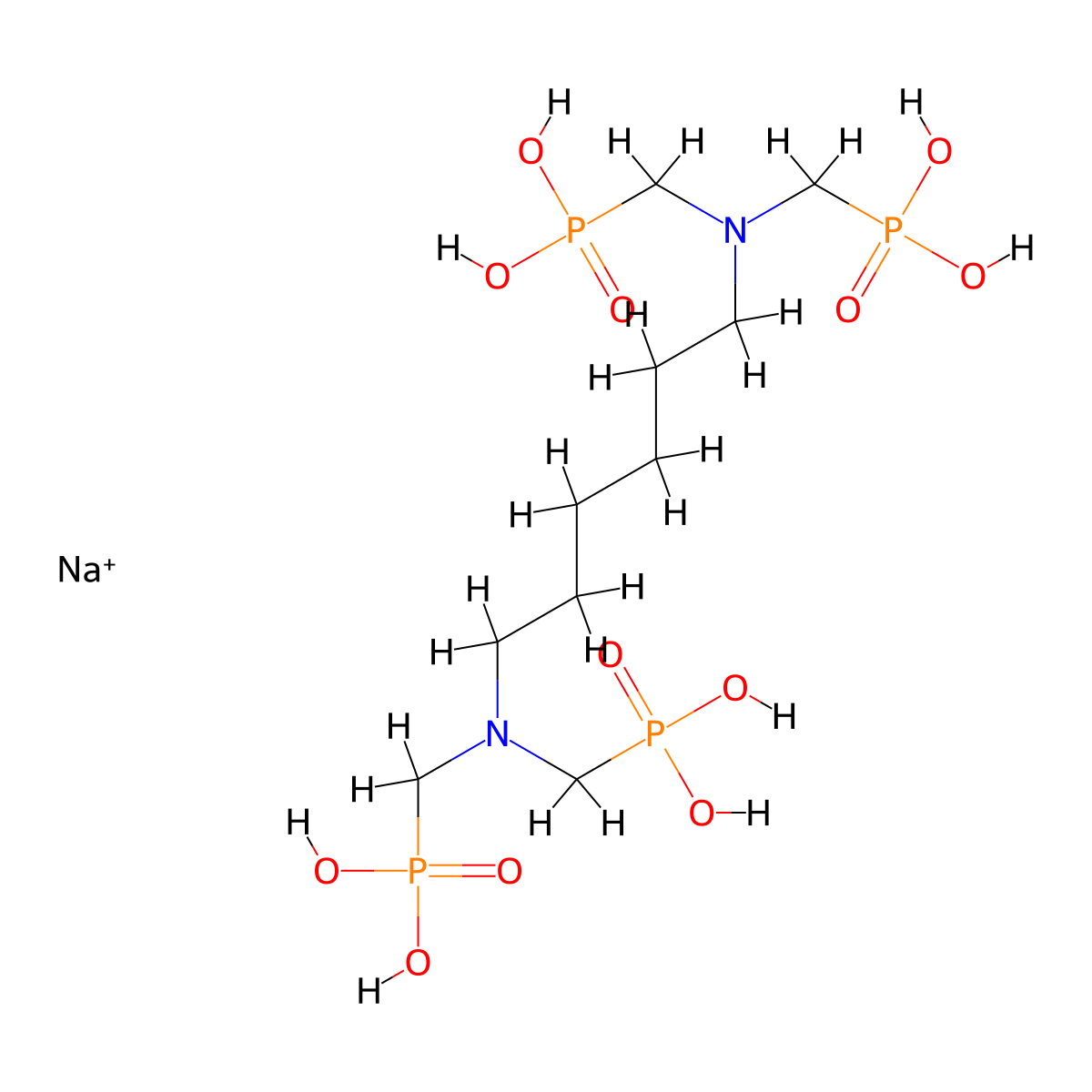 (Hexane-1,6-diylbis(nitrilobis(methylene)))tetrakisphosphonic acid, sodium salt molecular structure, CAS 56744-47-9