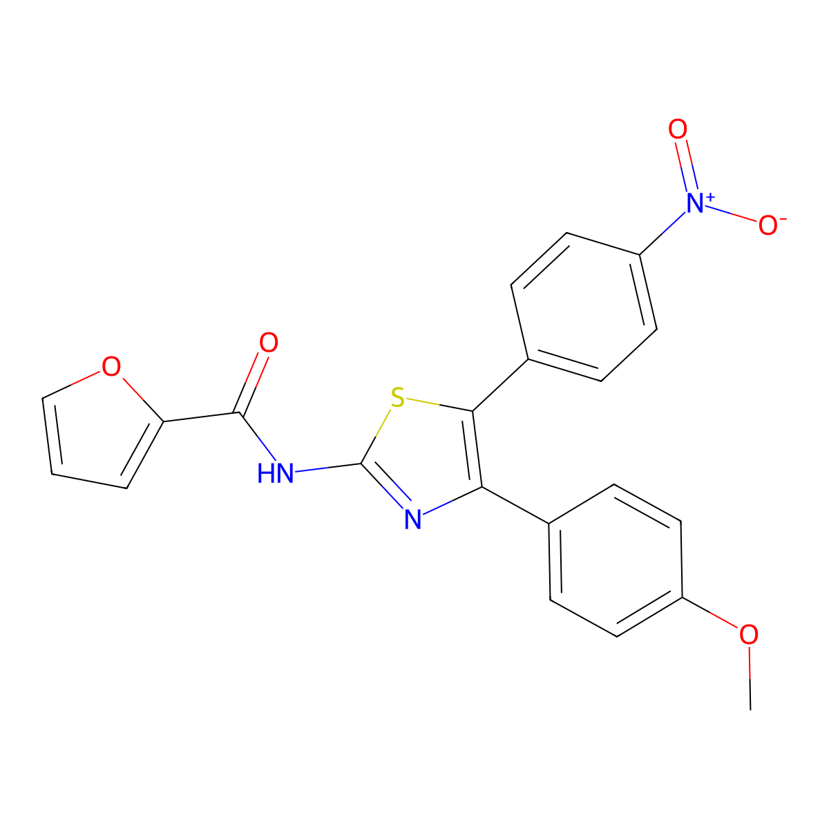 N-[4-(4-methoxyphenyl)-5-(4-nitrophenyl)-1,3-thiazol-2-yl]furan-2-carboxamide molecular structure, CAS 5675-08-1
