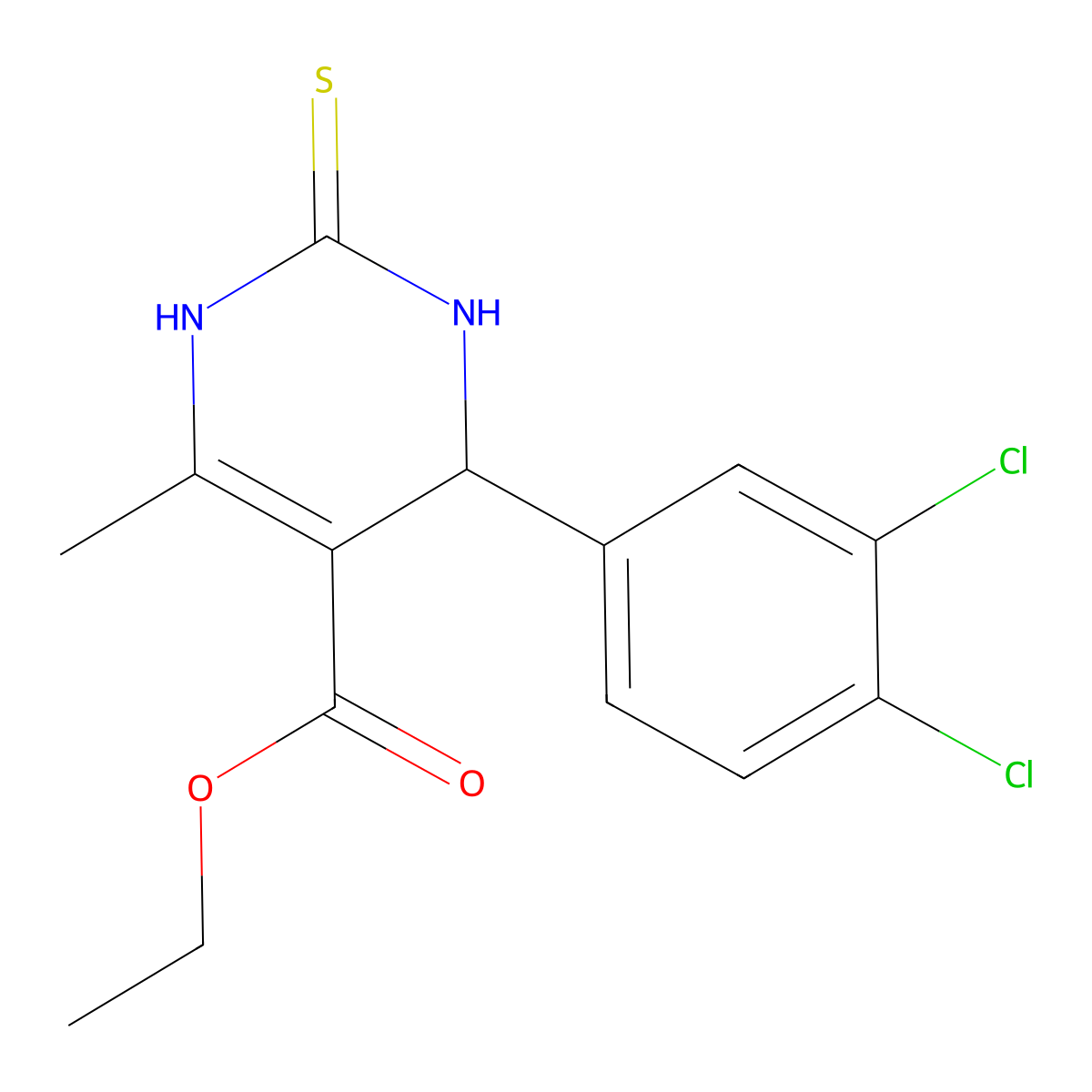 ethyl 4-(3,4-dichlorophenyl)-6-methyl-2-sulfanylidene-3,4-dihydro-1H-pyrimidine-5-carboxylate molecular structure, CAS 5675-97-8