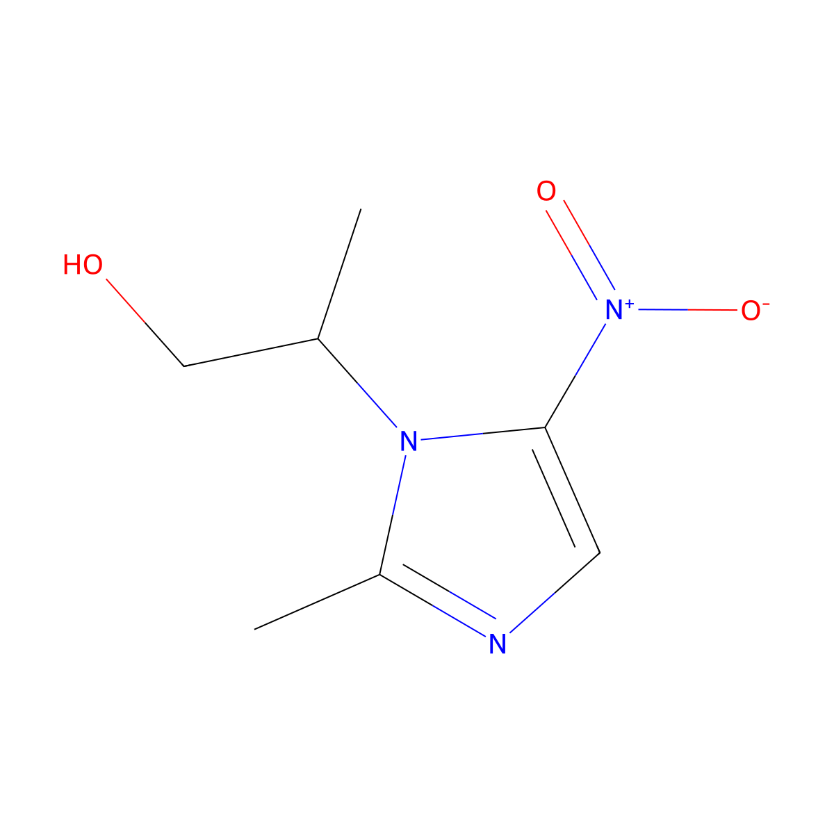beta,2-Dimethyl-5-nitro-1H-imidazole-1-ethanol molecular structure, CAS 56750-04-0