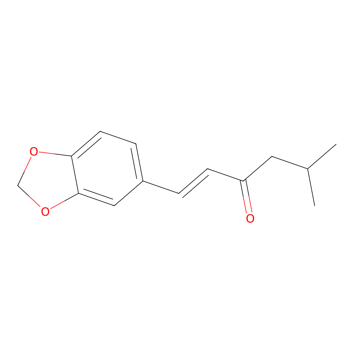 1-Hexen-3-one, 1-(1,3-benzodioxol-5-yl)-5-methyl- molecular structure, CAS 56750-95-9