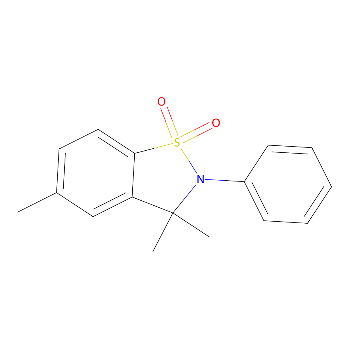 1,2-Benzisothiazole, 2,3-dihydro-3,3,5-trimethyl-2-phenyl-, 1,1-dioxide molecular structure, CAS 56751-81-6