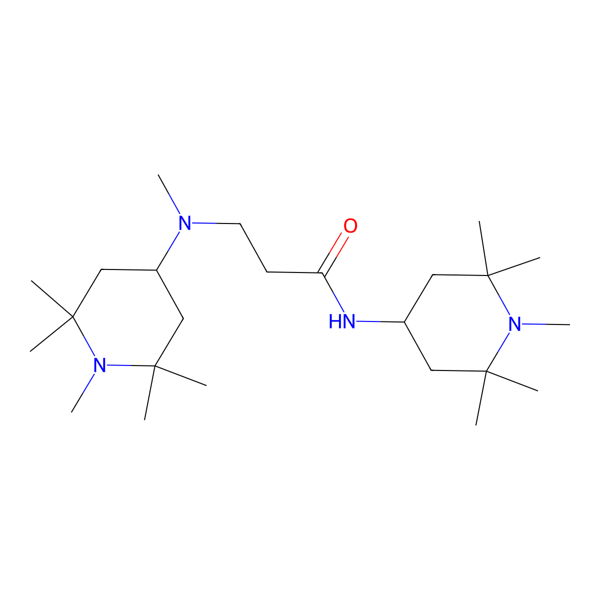3-[methyl-(1,2,2,6,6-pentamethylpiperidin-4-yl)amino]-N-(1,2,2,6,6-pentamethylpiperidin-4-yl)propanamide molecular structure, CAS 5676-07-3