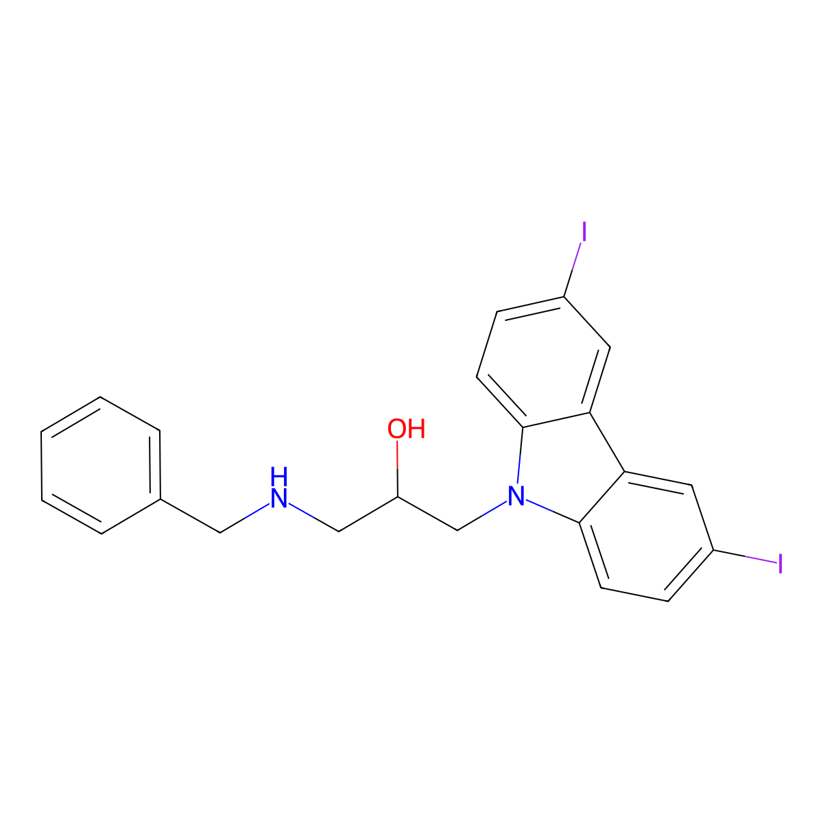 1-Benzylamino-3-(3,6-diiodo-carbazol-9-yl)-propan-2-ol molecular structure, CAS 5676-85-7