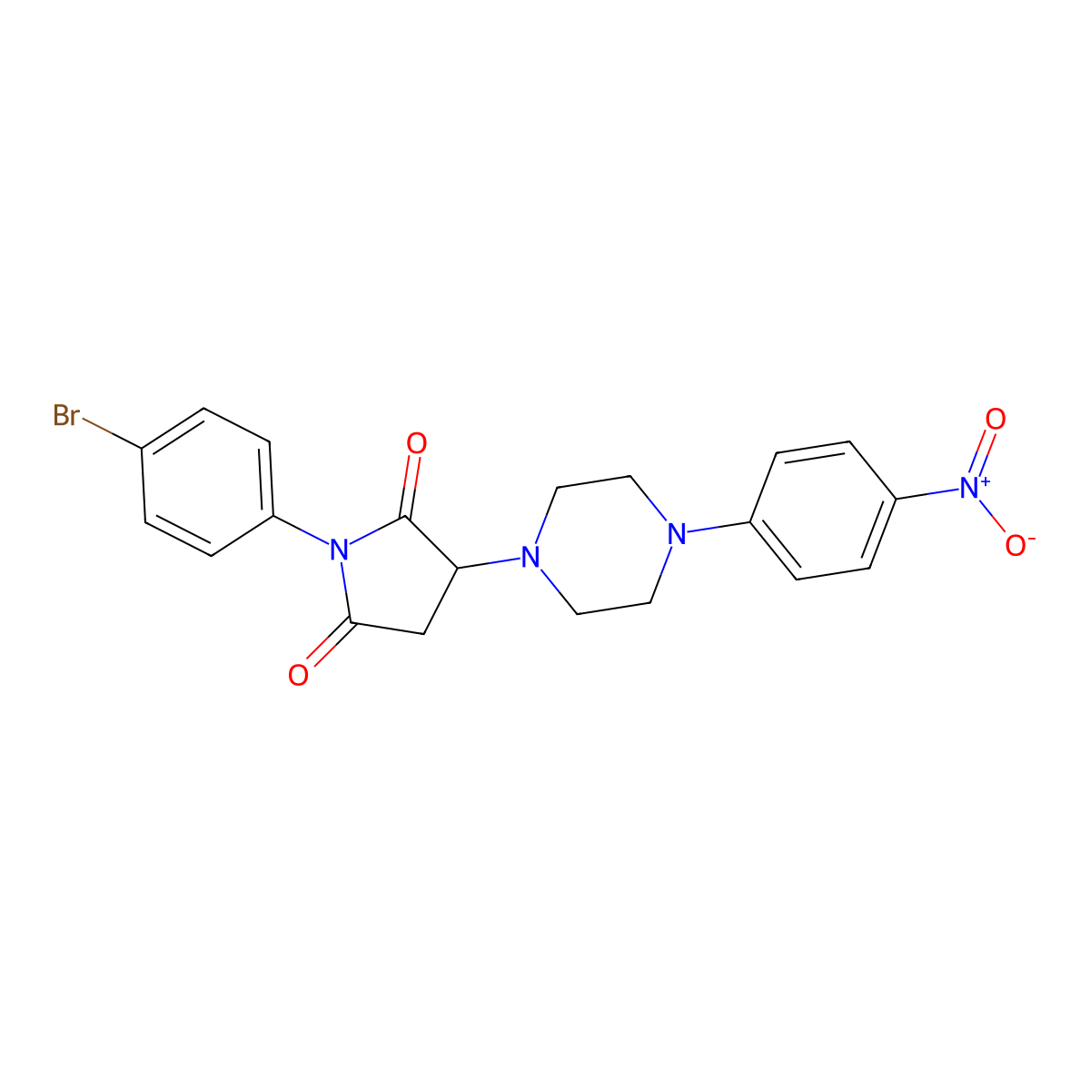 1-(4-Bromophenyl)-3-[4-(4-nitrophenyl)piperazin-1-yl]pyrrolidine-2,5-dione molecular structure, CAS 5676-89-1