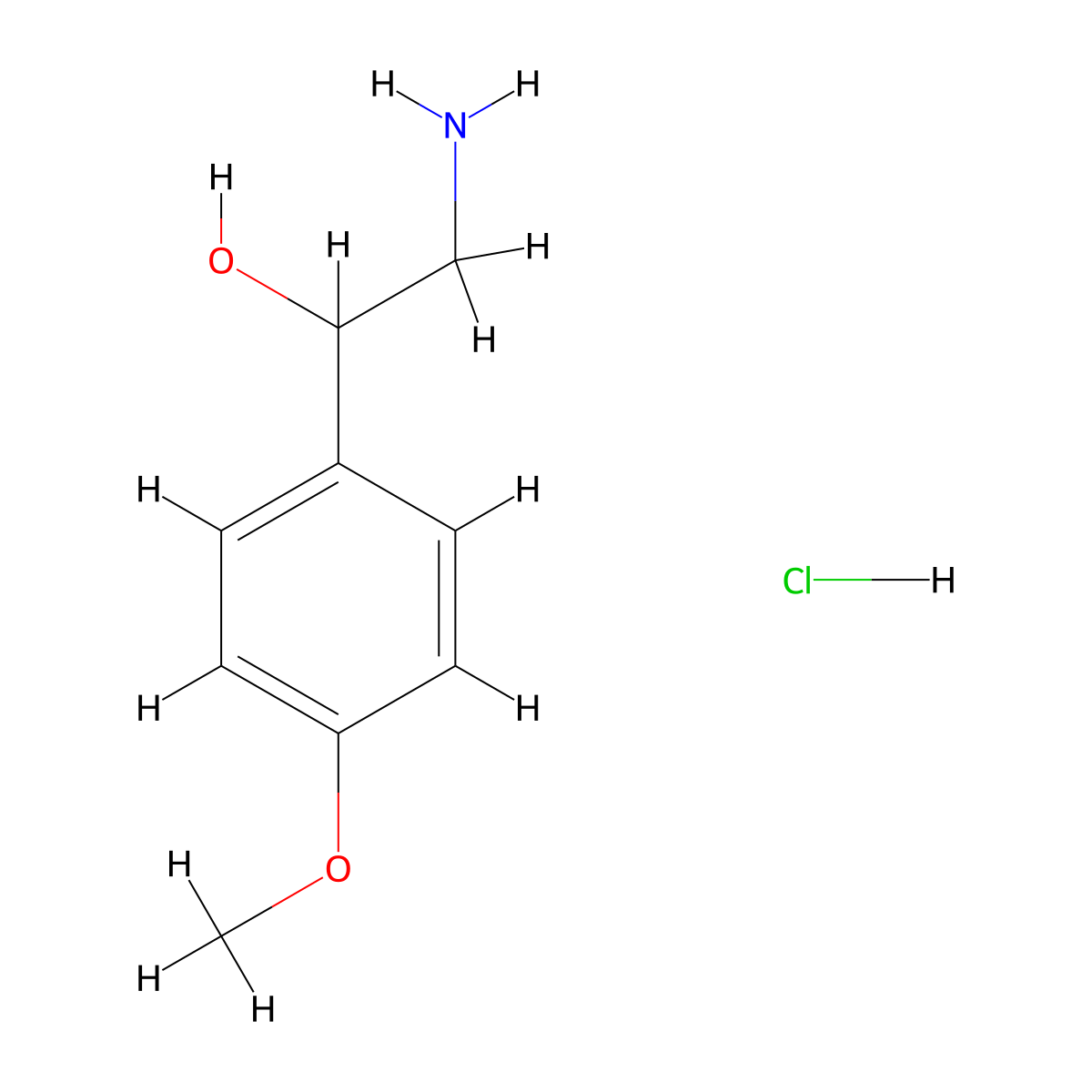 2-Amino-1-(4-methoxyphenyl)ethan-1-ol hydrochloride molecular structure, CAS 56766-24-6