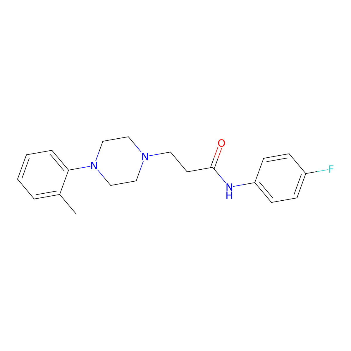 N-(4-fluorophenyl)-3-[4-(2-methylphenyl)piperazin-1-yl]propanamide molecular structure, CAS 56767-34-1