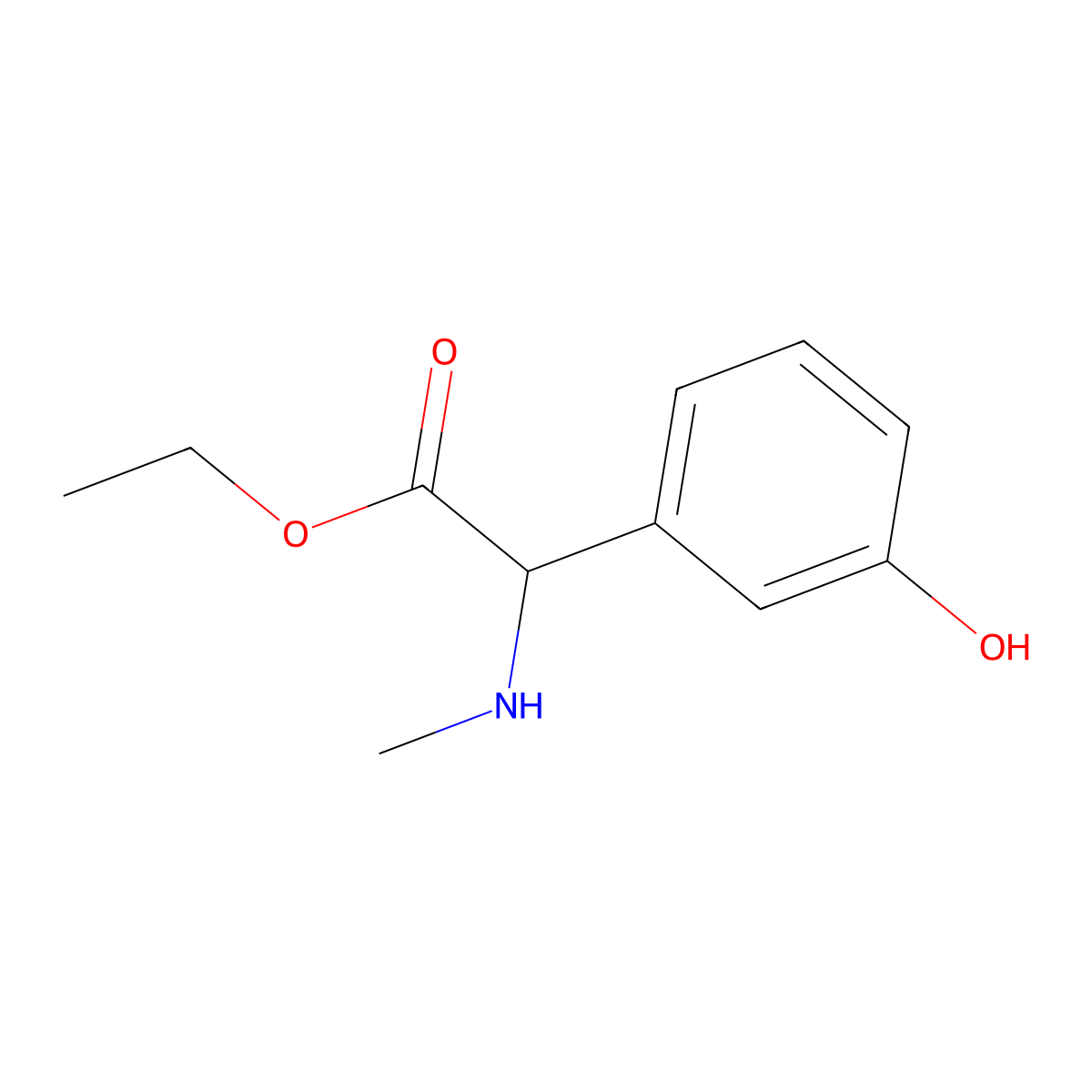 Ethyl 2-(3-hydroxyphenyl)-2-(methylamino)acetate molecular structure, CAS 56768-10-6