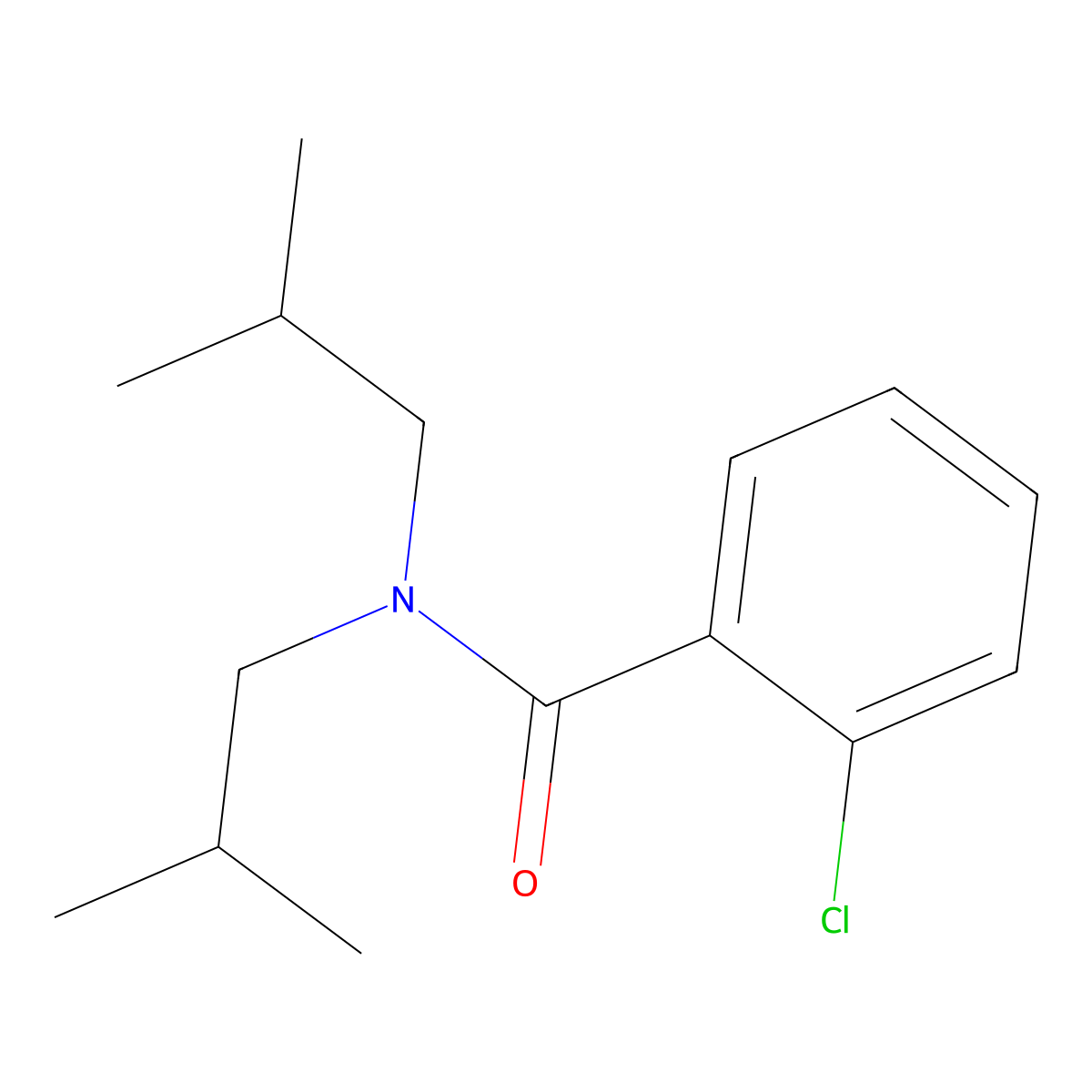 2-chloro-N,N-bis(2-methylpropyl)benzamide molecular structure, CAS 56768-45-7