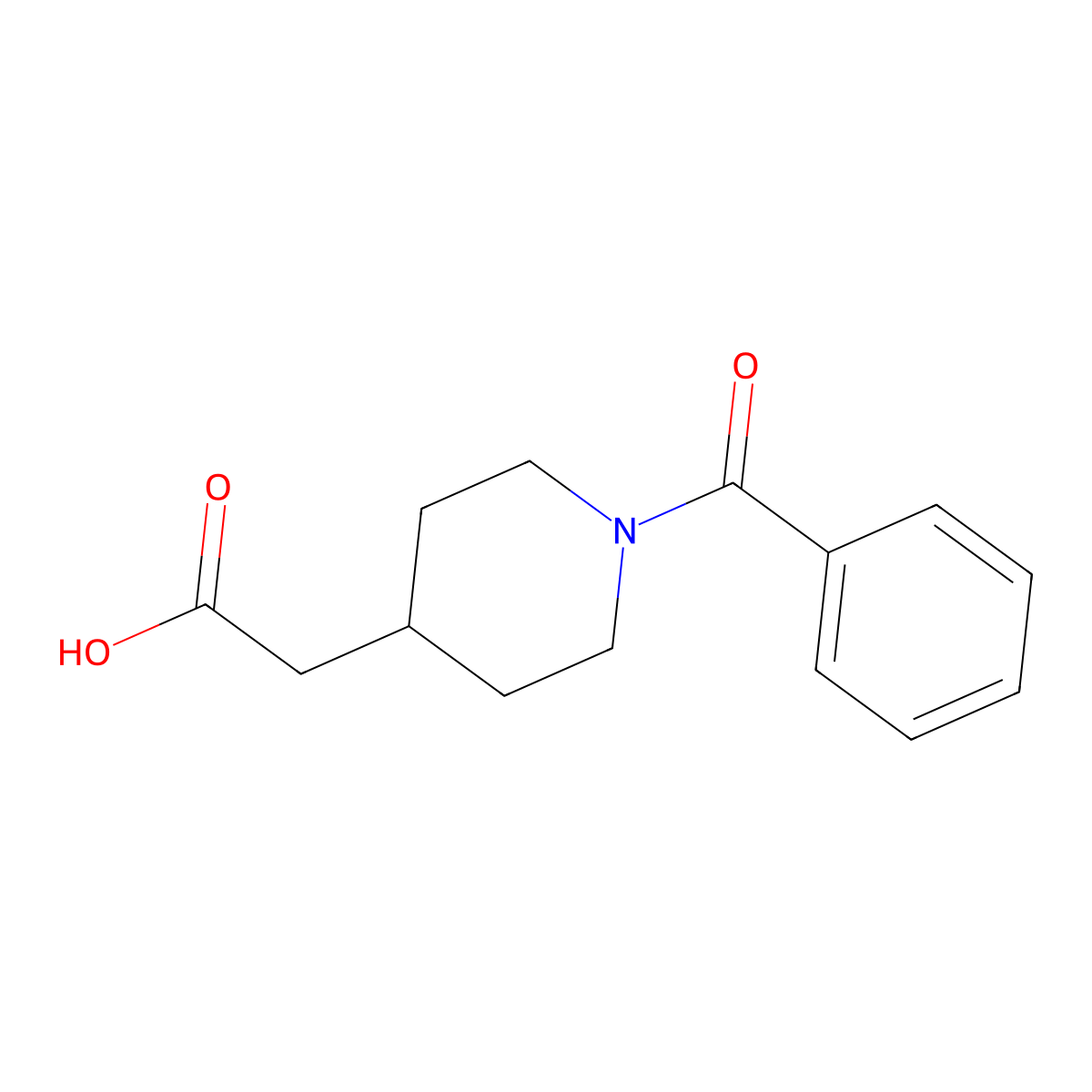 2-(1-Benzoylpiperidin-4-yl)acetic acid molecular structure, CAS 56772-11-3