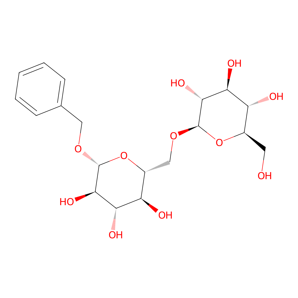 Phenylmethyl 6-O-beta-D-glucopyranosyl-beta-D-glucopyranoside molecular structure, CAS 56775-64-5