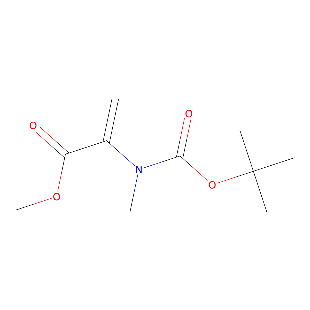 Methyl 2-(((tert-butoxy)carbonyl)(methyl)amino)prop-2-enoate molecular structure, CAS 56776-34-2