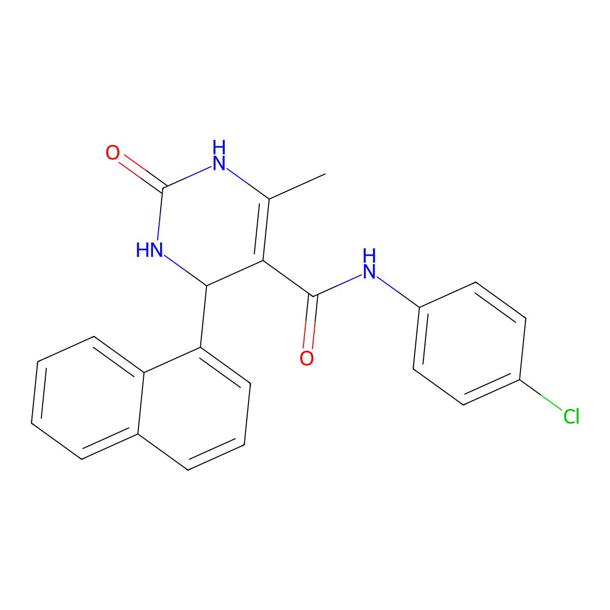 N-(4-Chlorophenyl)-6-methyl-4-(naphthalen-1-yl)-2-oxo-1,2,3,4-tetrahydropyrimidine-5-carboxamide molecular structure, CAS 5678-10-4