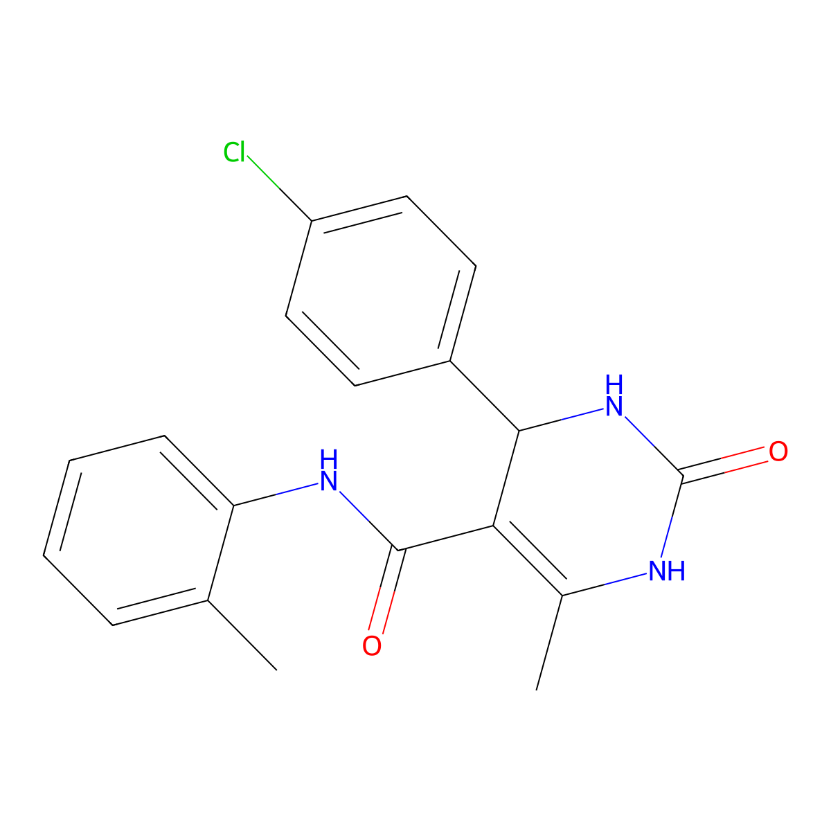 4-(4-chlorophenyl)-6-methyl-N-(2-methylphenyl)-2-oxo-3,4-dihydro-1H-pyrimidine-5-carboxamide molecular structure, CAS 5678-81-9