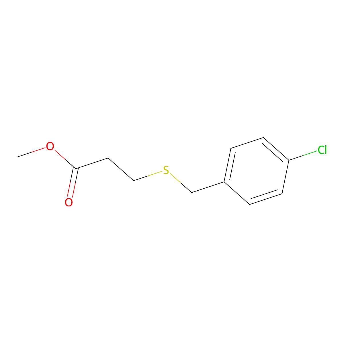 Methyl 3-(4-chlorobenzylthio)propionate molecular structure, CAS 56788-07-9