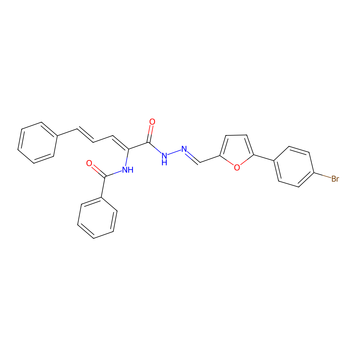 N-[1-[2-[[5-(4-bromophenyl)furan-2-yl]methylidene]hydrazinyl]-1-oxo-5-phenylpenta-2,4-dien-2-yl]benzamide molecular structure, CAS 5679-16-3