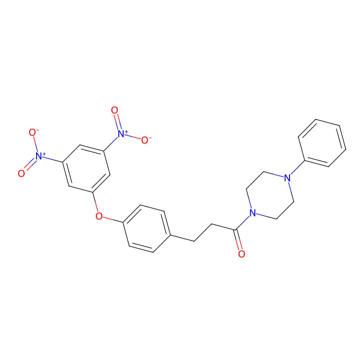 3-[4-(3,5-Dinitrophenoxy)phenyl]-1-(4-phenylpiperazin-1-yl)propan-1-one molecular structure, CAS 5679-32-3