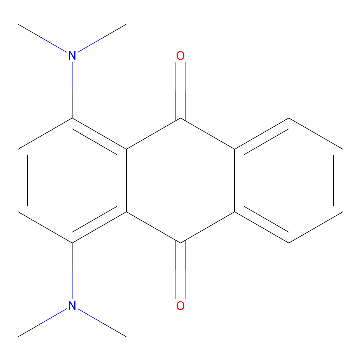 9,10-Anthracenedione, 1,4-bis(dimethylamino)- molecular structure, CAS 56799-32-7