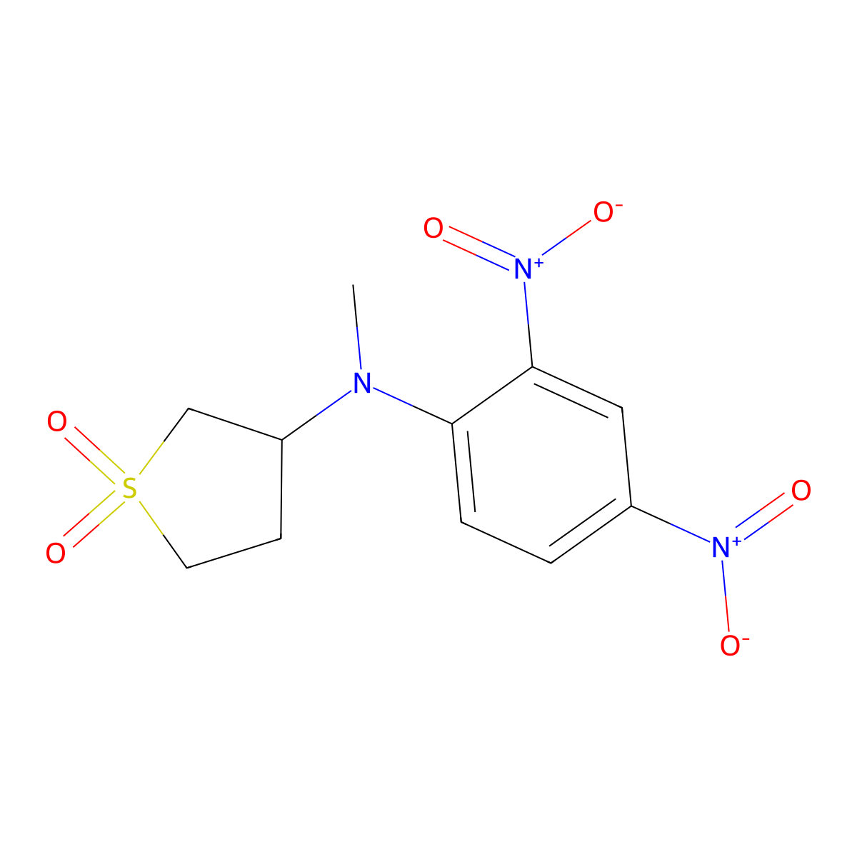 3-((2,4-Dinitrophenyl)(methyl)amino)tetrahydrothiophene 1,1-dioxide molecular structure, CAS 56799-43-0