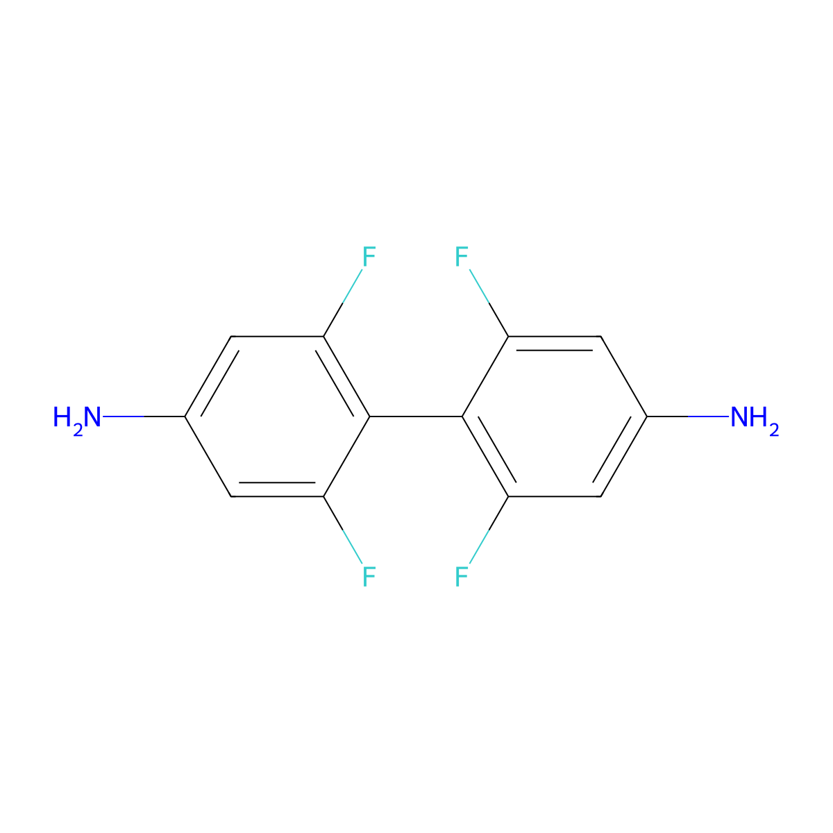 2,2',6,6'-Tetrafluorobiphenyl-4,4'-diamine molecular structure, CAS 568-18-3