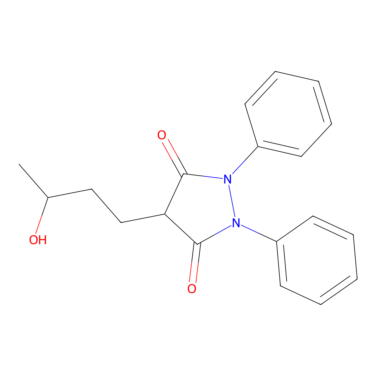 4-(3-Hydroxybutyl)-1,2-diphenyl-3,5-pyrazolidinedione molecular structure, CAS 568-76-3