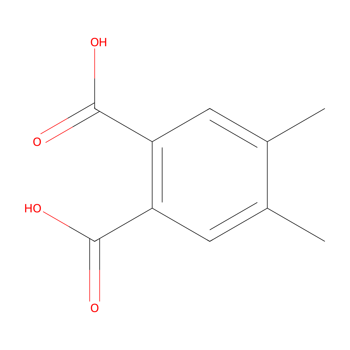 1,2-Benzenedicarboxylic acid, 4,5-dimethyl- molecular structure, CAS 5680-10-4
