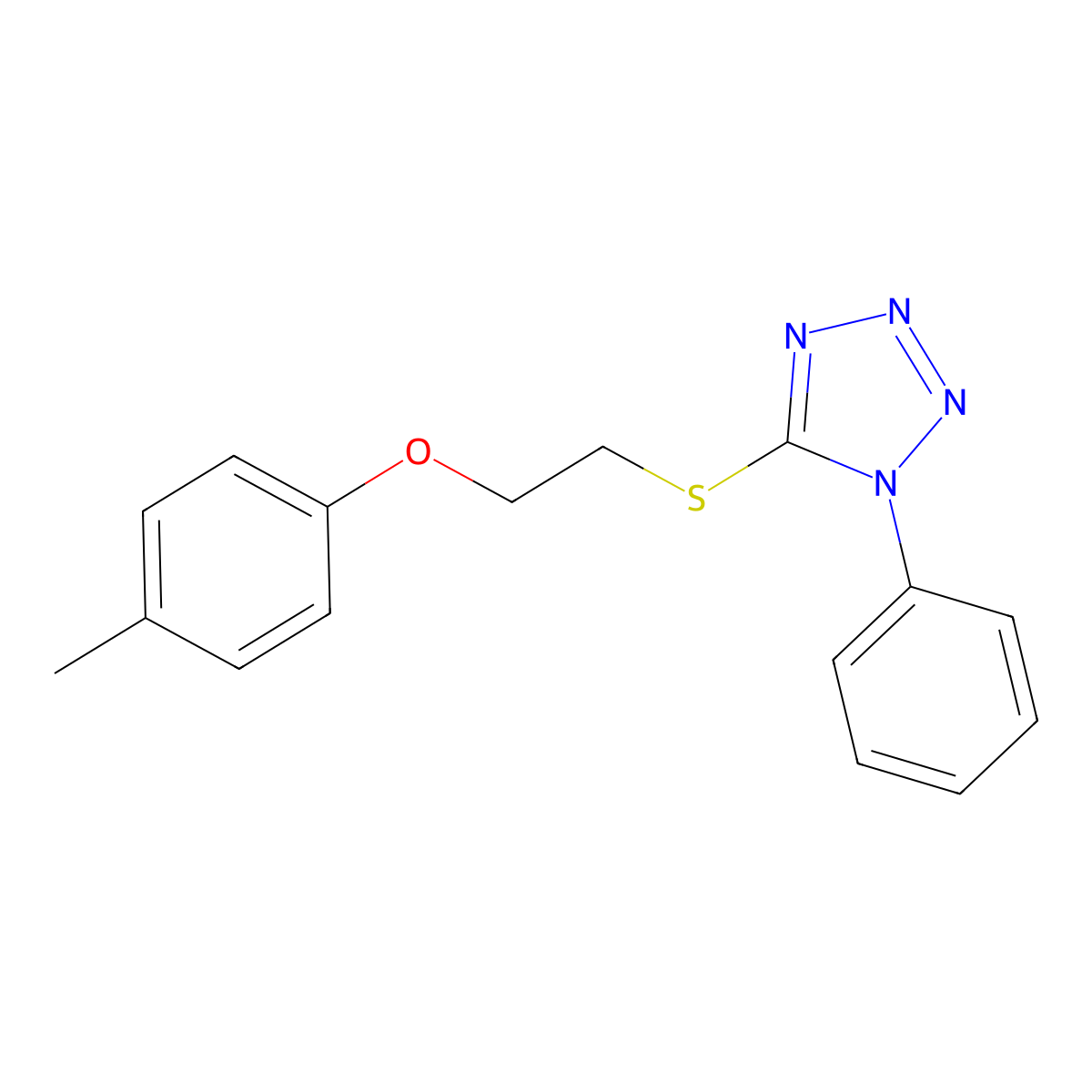 5-[2-(4-Methylphenoxy)ethylsulfanyl]-1-phenyltetrazole molecular structure, CAS 5680-29-5
