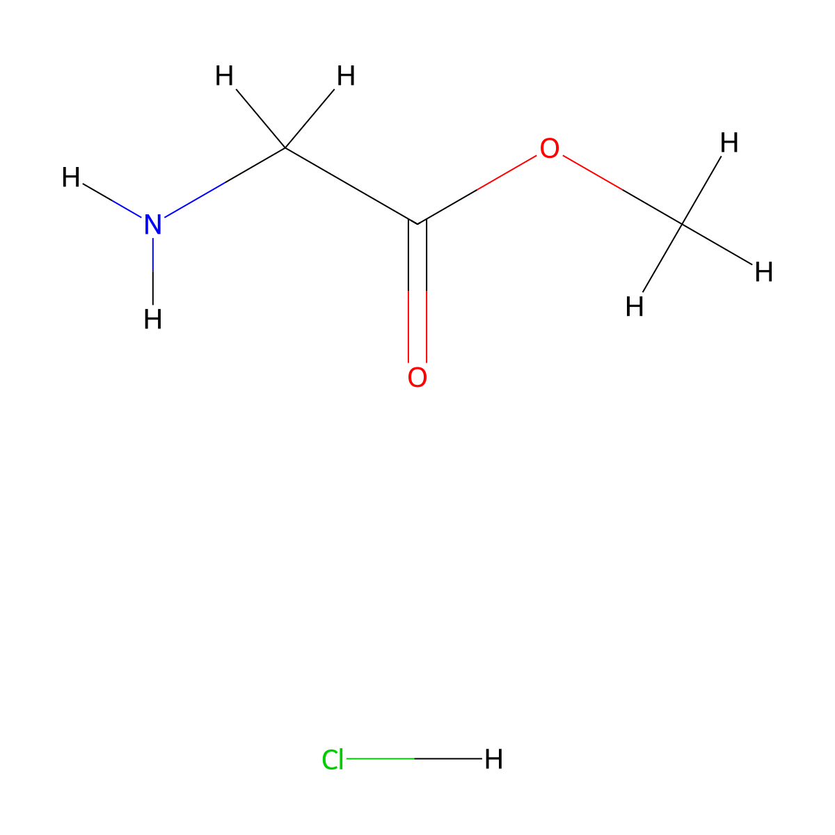 Glycine methyl ester hydrochloride molecular structure, CAS 5680-79-5