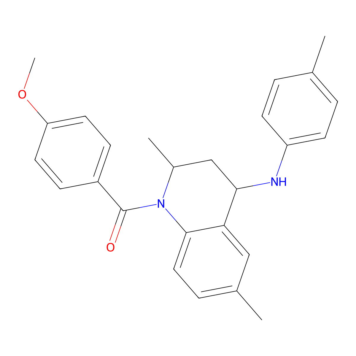 1-(4-methoxybenzoyl)-2,6-dimethyl-N-(4-methylphenyl)-1,2,3,4-tetrahydro-4-quinolinamine molecular structure, CAS 5680-89-7