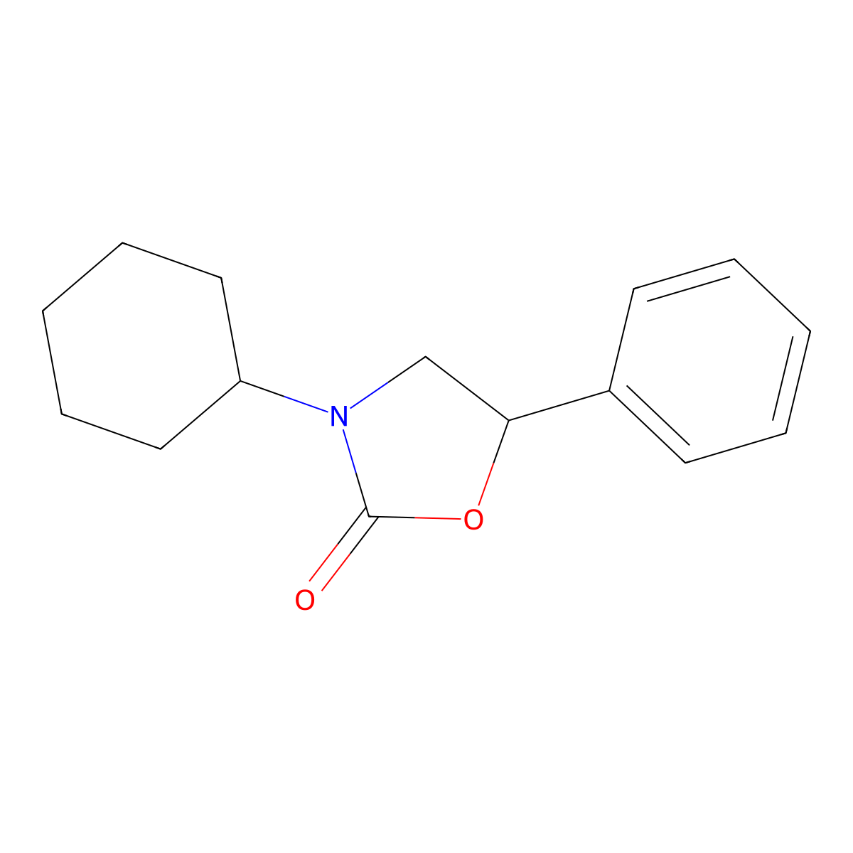 2-Oxazolidinone, 3-cyclohexyl-5-phenyl- molecular structure, CAS 56805-21-1