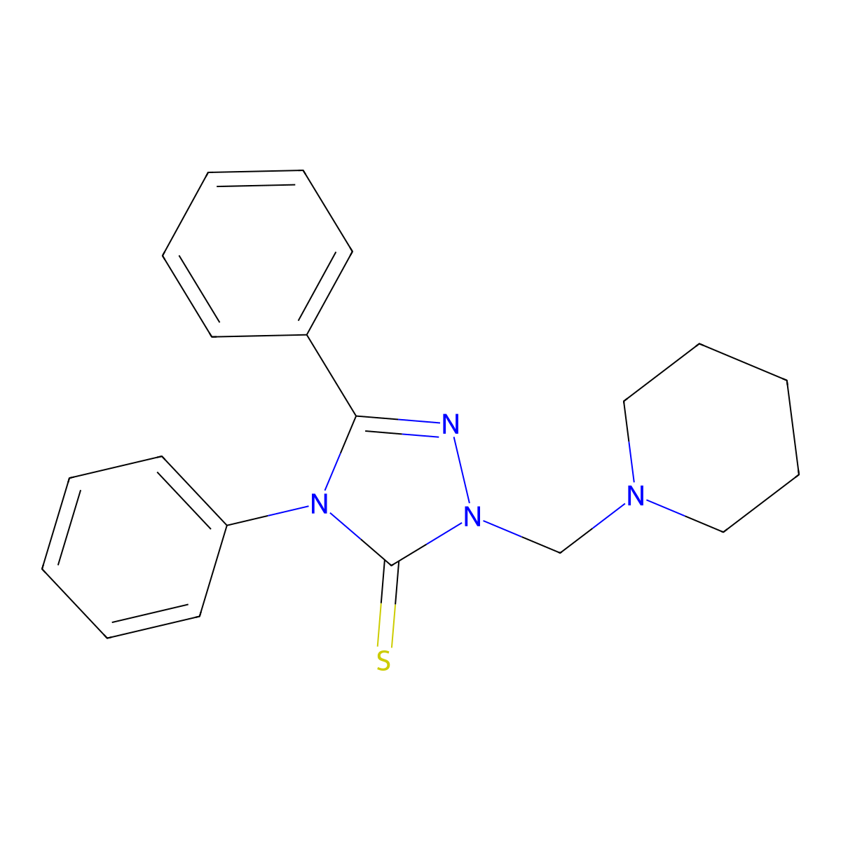 4,5-Diphenyl-2-piperidin-1-ylmethyl-2,4-dihydro-[1,2,4]triazole-3-thione molecular structure, CAS 56807-57-9