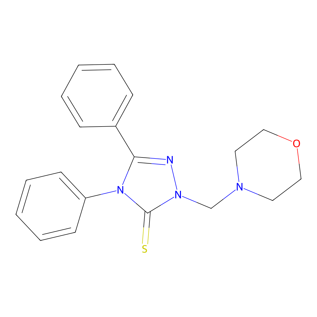 2-(morpholin-4-ylmethyl)-4,5-diphenyl-2,4-dihydro-3H-1,2,4-triazole-3-thione molecular structure, CAS 56807-58-0