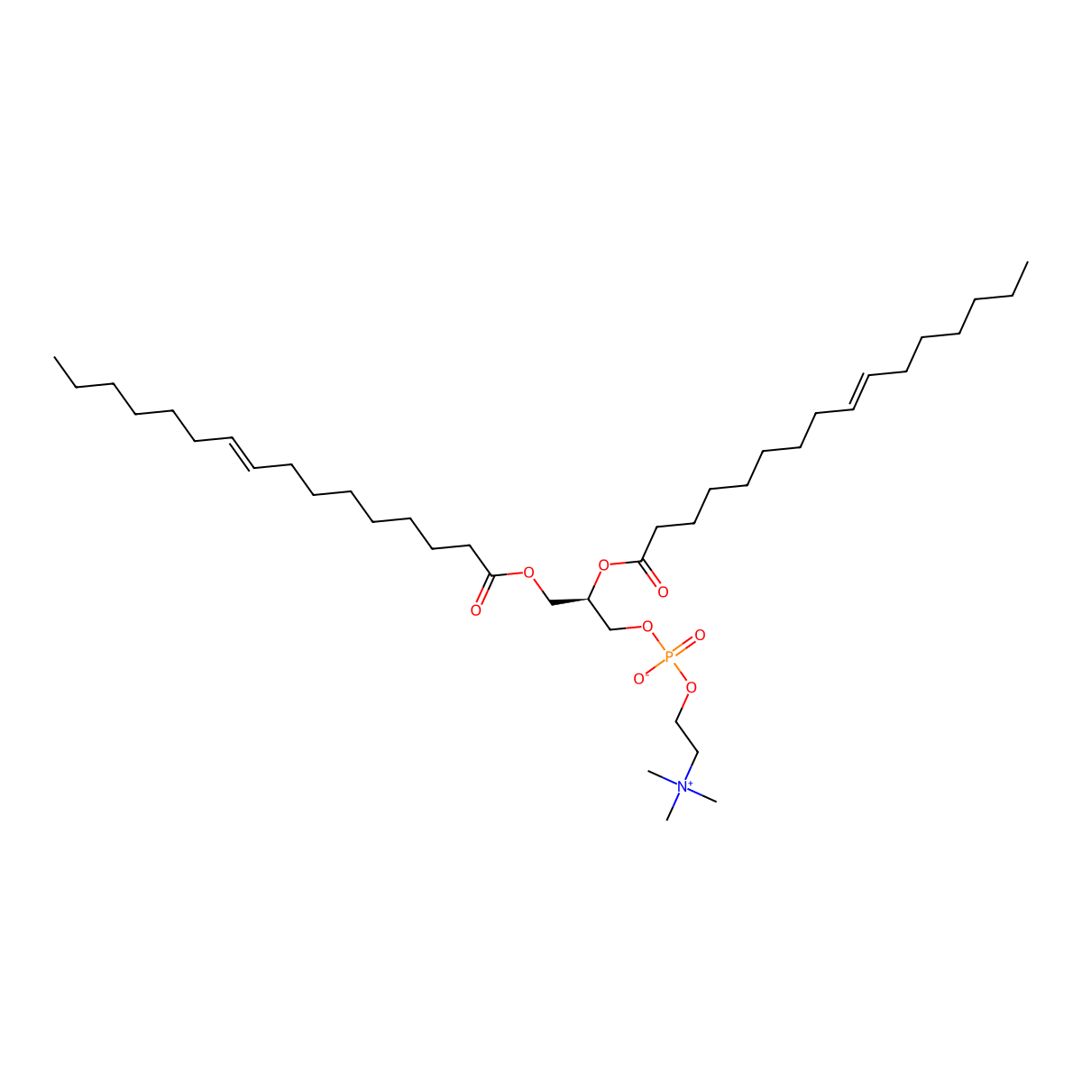 1,2-di-(9E-hexadecenoyl)-sn-glycero-3-phosphocholine molecular structure, CAS 56816-00-3