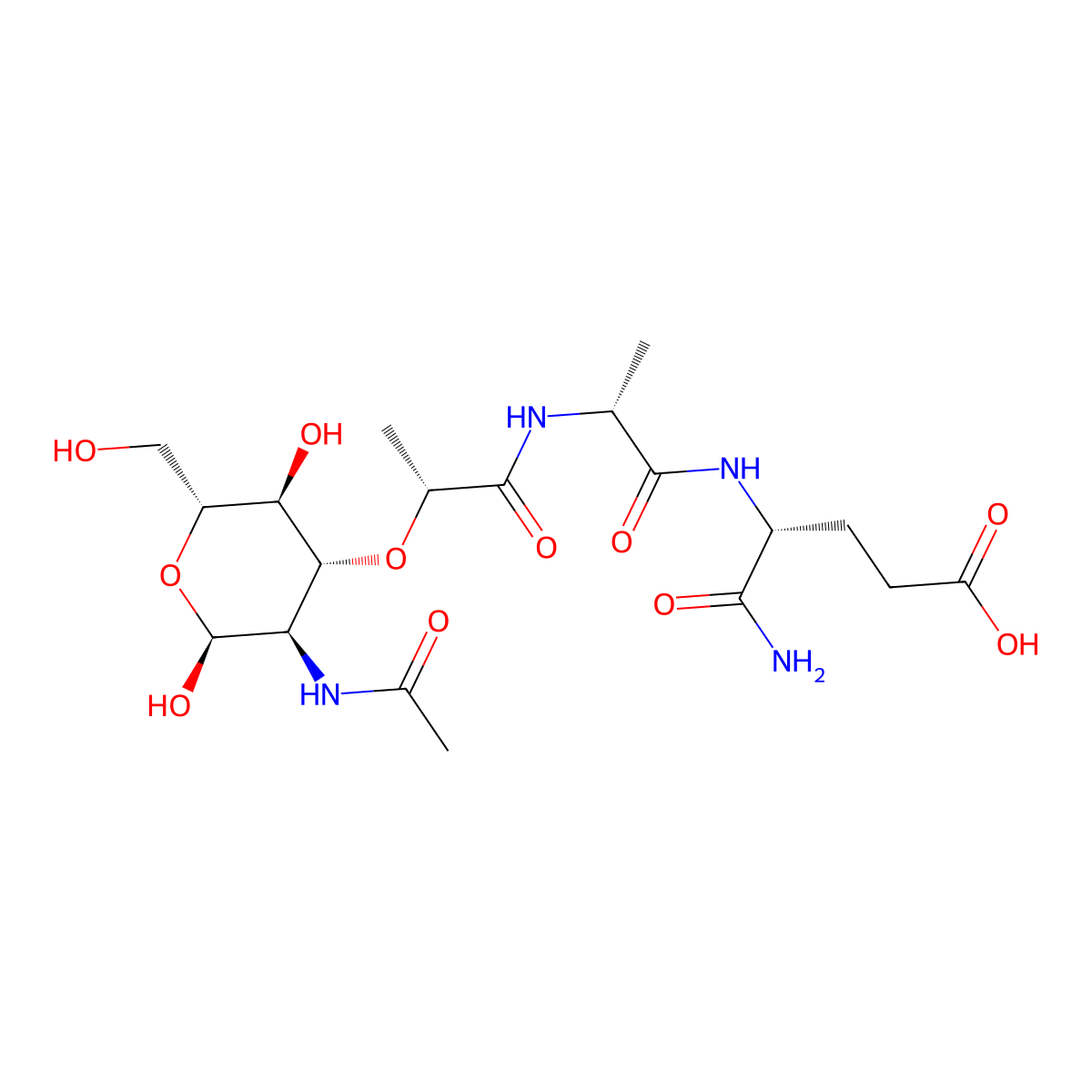 Ac-muramyl-D-Ala-D-Glu-NH2 molecular structure, CAS 56816-18-3