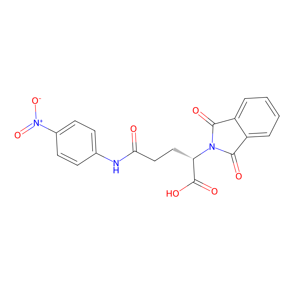 2H-Isoindole-2-acetic acid, 1,3-dihydro-alpha-(3-((4-nitrophenyl)amino)-3-oxopropyl)-1,3-dioxo-, (S)- molecular structure, CAS 56816-40-1