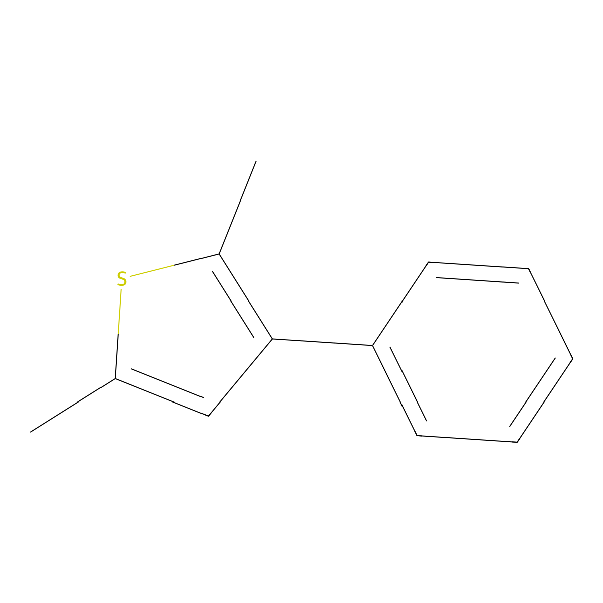 Thiophene, 2,5-dimethyl-3-phenyl- molecular structure, CAS 5682-08-6