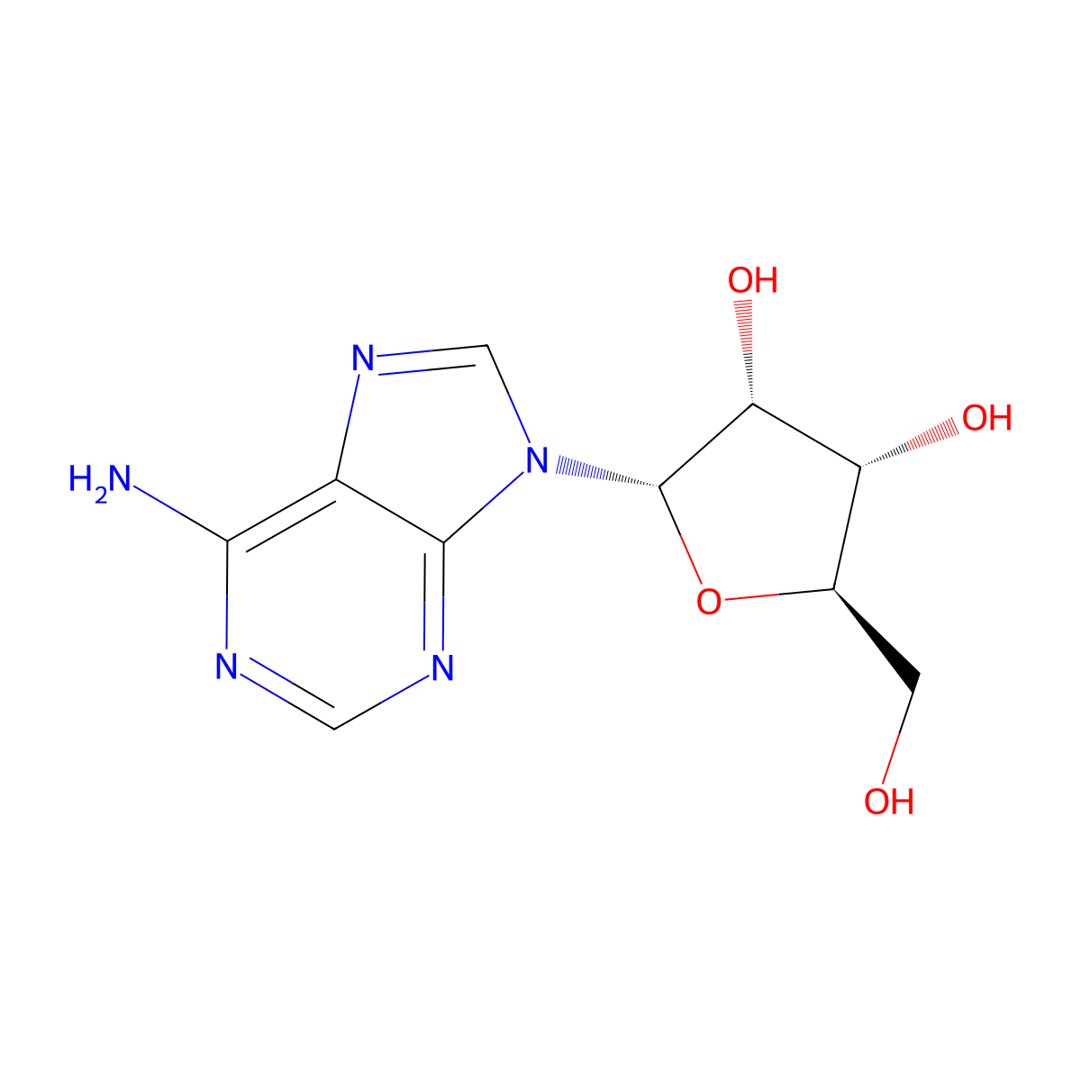 9H-Purin-6-amine, 9-alpha-D-ribofuranosyl- molecular structure, CAS 5682-25-7