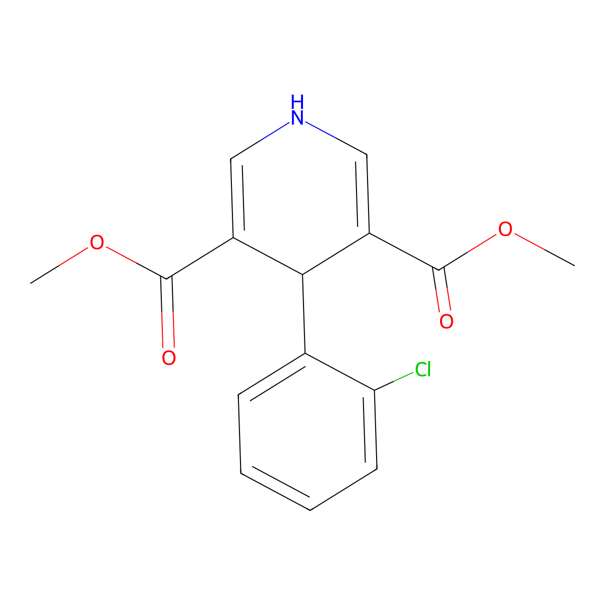 Dimethyl 4-(2-chlorophenyl)-1,4-dihydropyridine-3,5-dicarboxylate molecular structure, CAS 56820-27-0