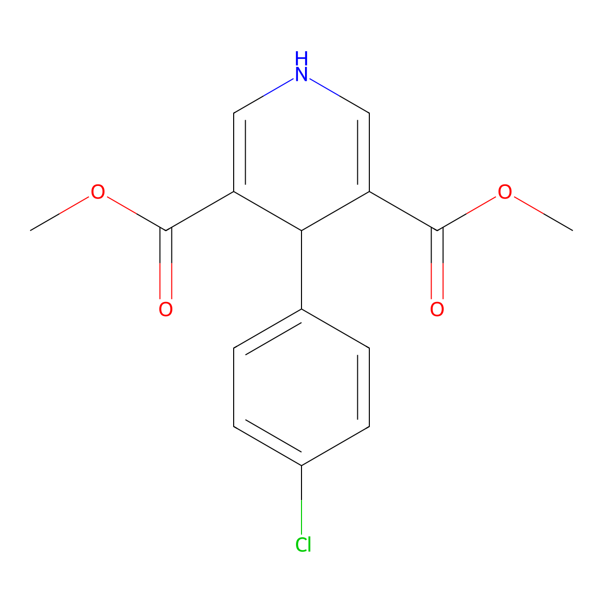 Dimethyl 4-(4-chlorophenyl)-1,4-dihydropyridine-3,5-dicarboxylate molecular structure, CAS 56820-28-1